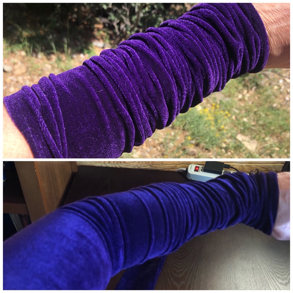 Velvet Arm Warmers Purple Tribal Fusion Gypsy Belly Dance Boho Wiccan Goth